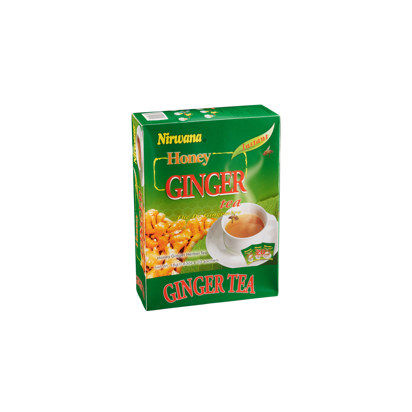 Nirwana Honey Ginger Tea – 20 Instant Tea Sachets | Soothing Herbal Wellness Drink