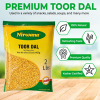Nirwana Split Pigeon Peas (Toor Dal) – 2 lbs Bag | Premium Yellow Lentils for Curries & Soups