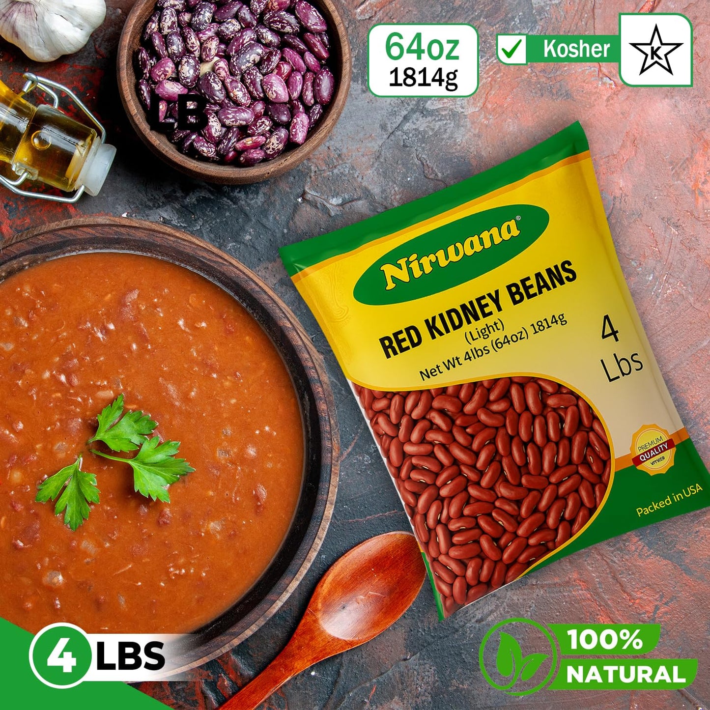 Nirwana Red Kidney Beans (Light) – 4 lbs Bag | Premium Dry Beans for Soups & Everyday Cooking