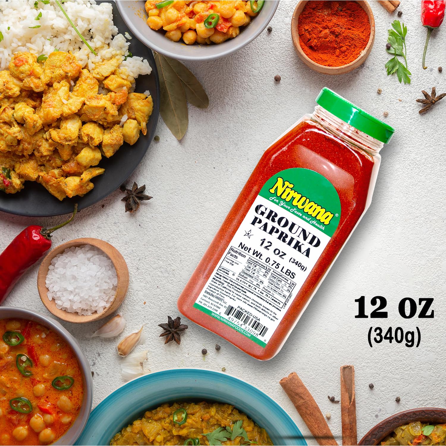 Premium Paprika – Bold, Smoky Flavor for Cooking and Seasoning – Perfect for Stews, Grilled Meats, and Vegetables – Essential Spice Rack Staple Jar By Nirwana - 12oz