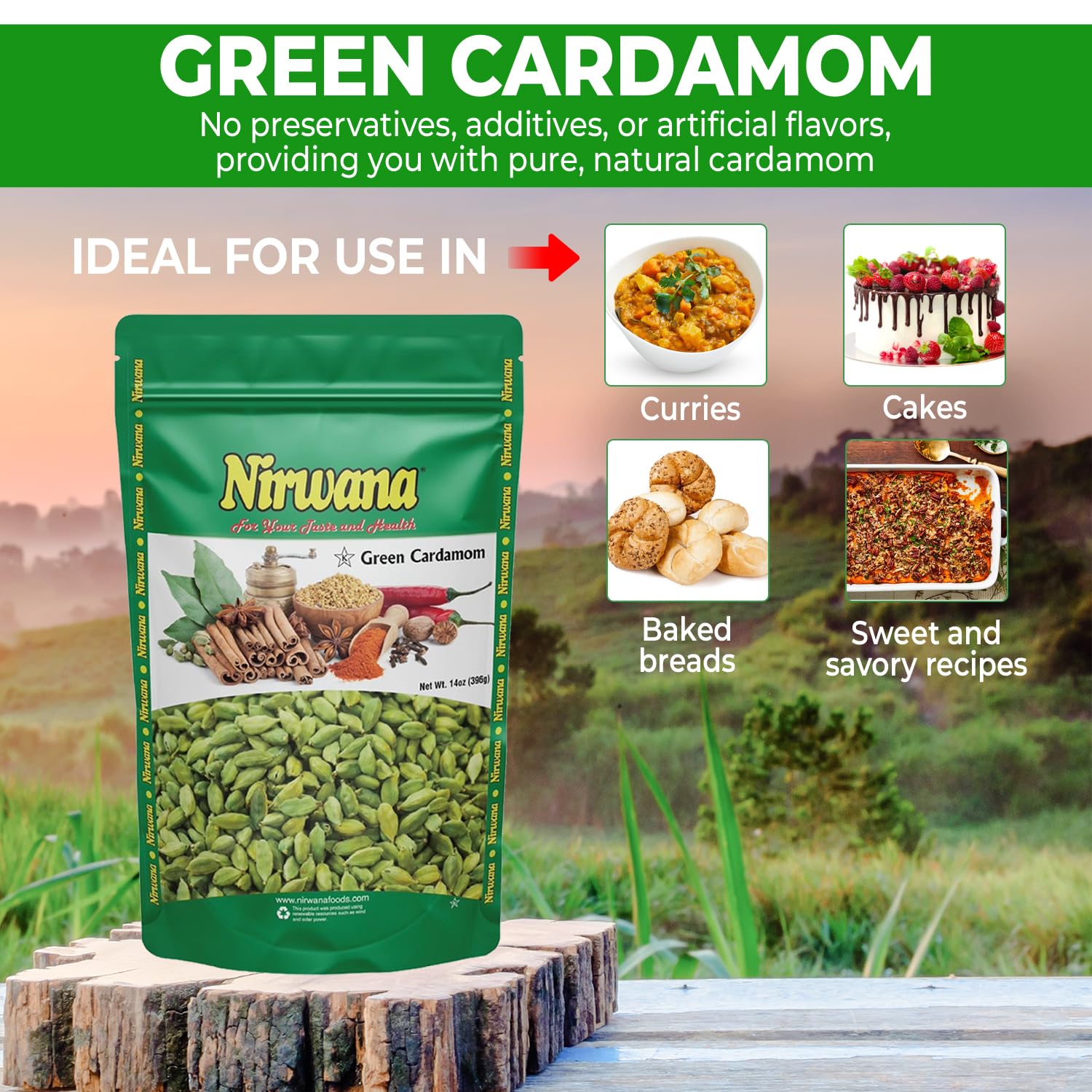 Premium Green Cardamom Pods - Aromatic Whole Cardamom for Cooking, Baking, Chai, and Curries - Ideal for Spices, Teas, and Authentic Recipes