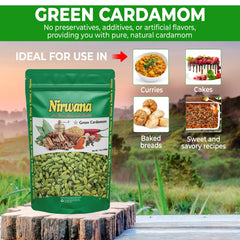 Premium Green Cardamom Pods - Aromatic Whole Cardamom for Cooking, Baking, Chai, and Curries - Ideal for Spices, Teas, and Authentic Recipes