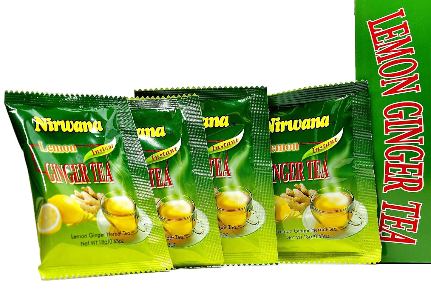Nirwana Herbal Lemon Ginger Tea – 20 Instant Tea Sachets | Immunity & Wellness Herbal Drink