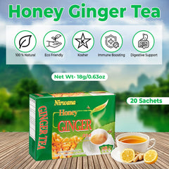 Honey Ginger Tea – Soothing Herbal Blend | Caffeine-Free Wellness Tea for Relaxation and Digestive Comfort | 20 Tea Bags