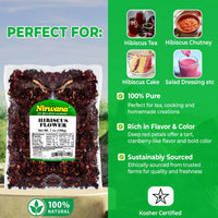 Nirwana Premium Dried Hibiscus Flowers – 1 lb Pouch | Herbal Tea & Culinary Use