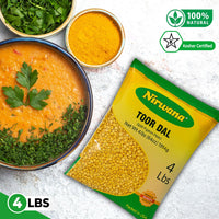 Nirwana Split Pigeon Peas (Toor Dal) – 4 lbs Bag | Premium Yellow Lentils for Curries & Soups