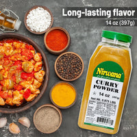Premium Curry Powder – Gluten-Free, Vegan, and Non-GMO – Perfect for Cooking with Chicken, Shrimp, Tofu, and Vegetables – Adds Flavor to Soups, Snacks, and Meals 16 oz Jar By Nirwana
