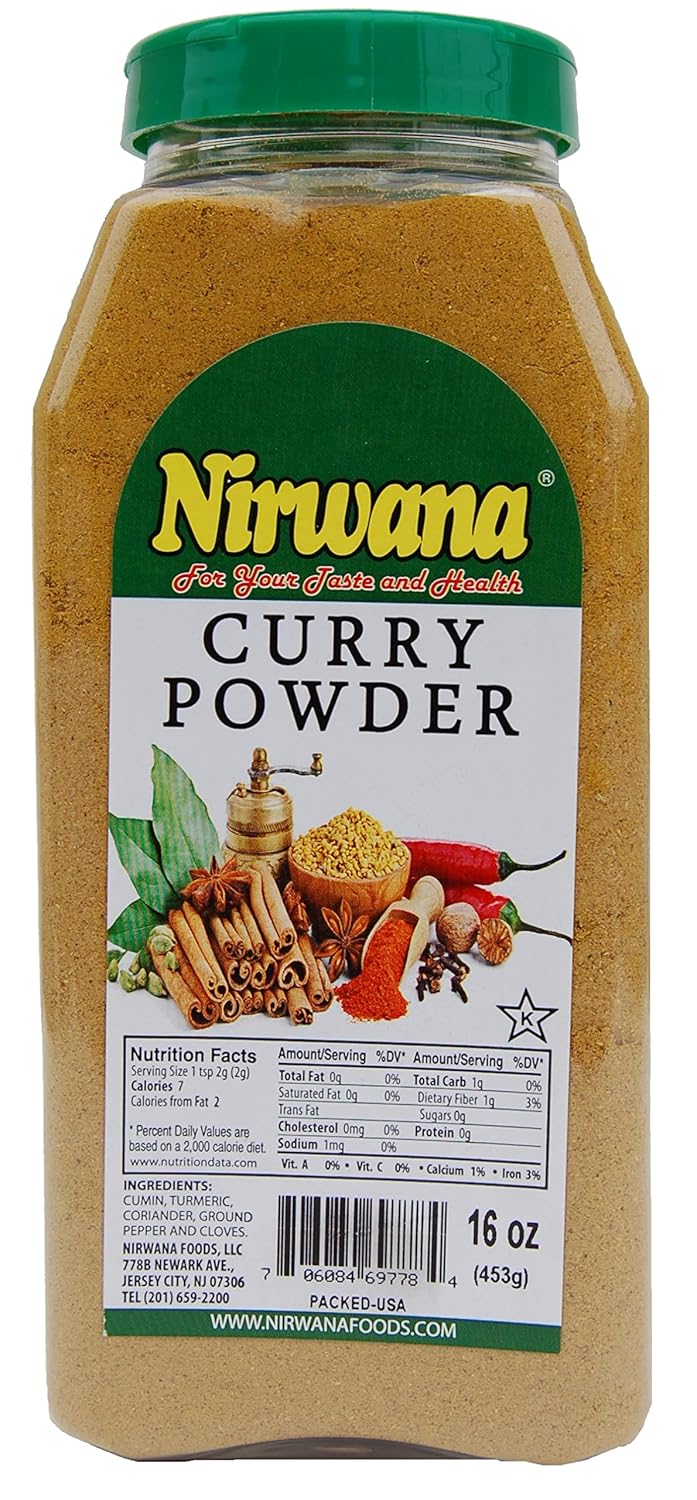 Premium Curry Powder – Gluten-Free, Vegan, and Non-GMO – Perfect for Cooking with Chicken, Shrimp, Tofu, and Vegetables – Adds Flavor to Soups, Snacks, and Meals 16 oz Jar By Nirwana
