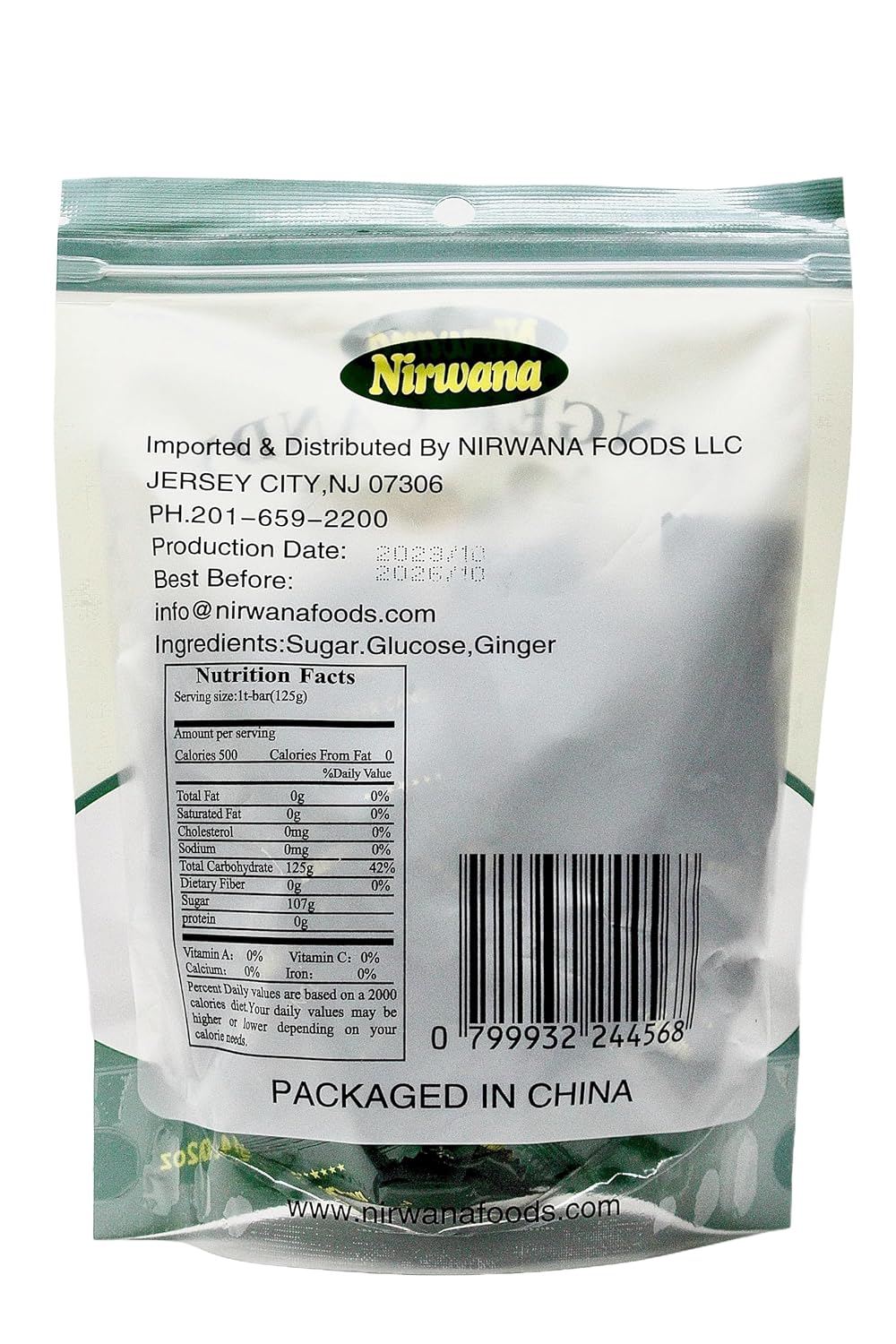 Nirwana Ginger Candy – Individually Wrapped for Nausea Relief, Freshness & Motion Sickness Support – Bulk Candy for Travel, Pregnancy, and Everyday Enjoyment 125G/4.02 oz Original Flavour (1pack)