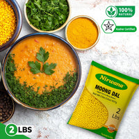 Nirwana Yellow Split Moong Beans (Moong Dal) – 2 lbs Bag | Protein-Rich Lentils for Indian Cooking & Soups