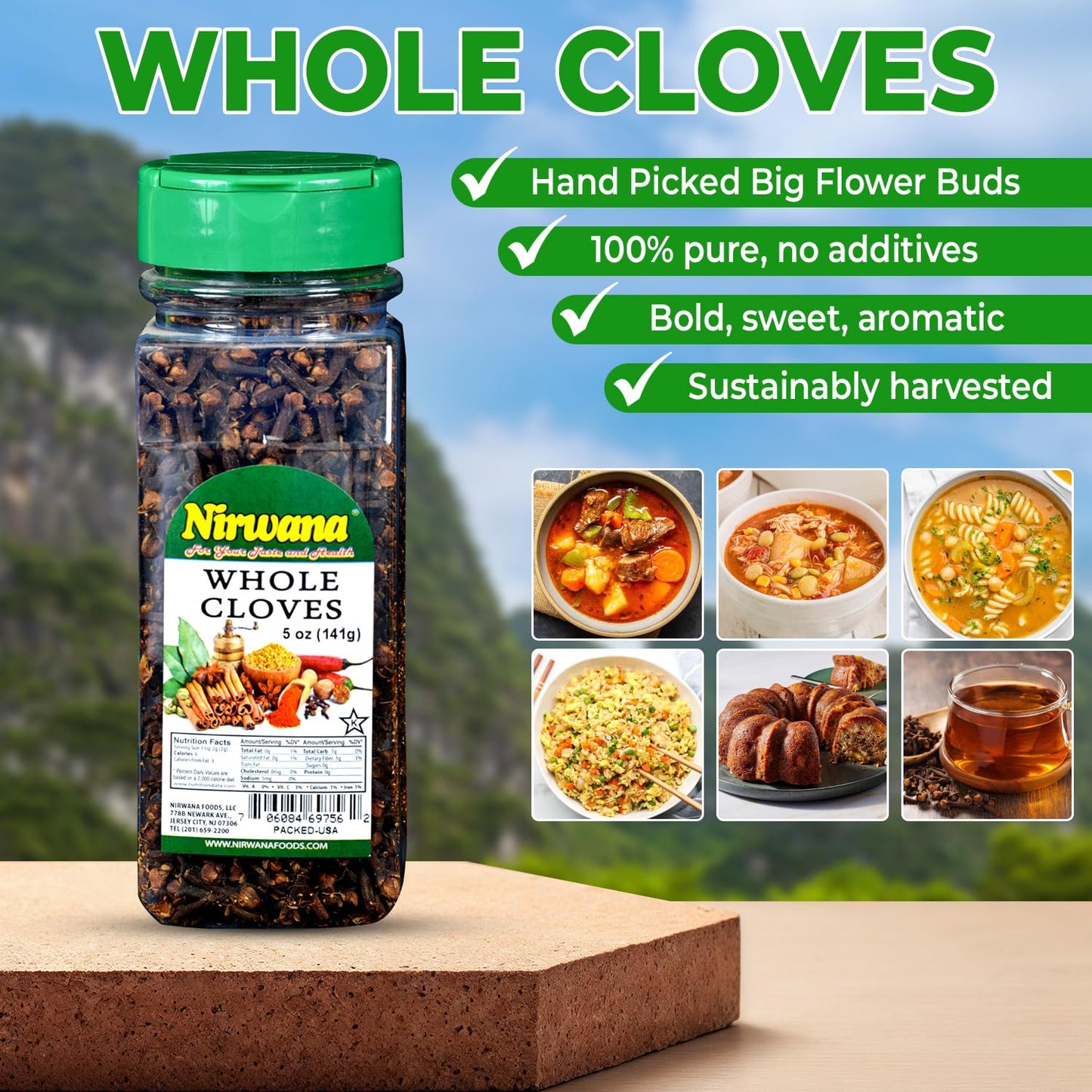 Whole Cloves | Premium Quality for Cooking, Baking, and Beverages | Natural and Aromatic | Ideal for Spices, Seasoning, and Home Remedies - 5 oz Jar by Nirwana