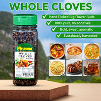 Whole Cloves | Premium Quality for Cooking, Baking, and Beverages | Natural and Aromatic | Ideal for Spices, Seasoning, and Home Remedies - 5 oz Jar by Nirwana