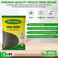 Nirwana Black Matpe Beans (Urad Whole) – 2 lbs Bag | Whole Urad Beans for Curries, Dal & Everyday Cooking