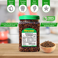 Nirwana Cloves Whole 1.75 lb | 28 oz | Laung | Clavo | (793g) Premium Quality for Cooking, Baking, and Beverages, Hand Selected, Spice ~ All Natural | Ideal for Spices and Seasoning