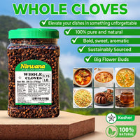 Nirwana Cloves Whole 1.75 lb | 28 oz | Laung | Clavo | (793g) Premium Quality for Cooking, Baking, and Beverages, Hand Selected, Spice ~ All Natural | Ideal for Spices and Seasoning
