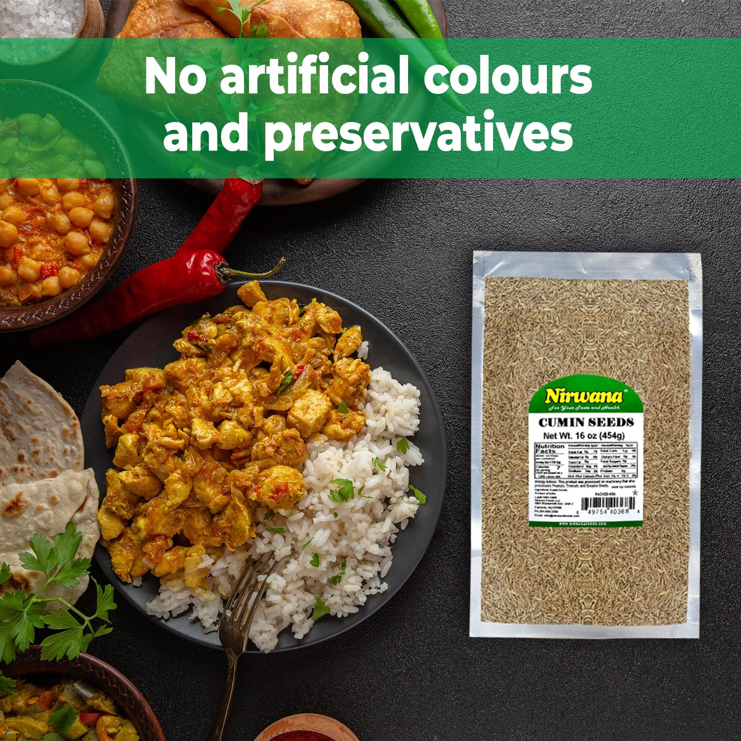 Whole Cumin Seeds – Premium Grade, Bold & Earthy Flavor | Ideal for Cooking, Curries, Seasoning & Spice Blends 1lb by Nirwana