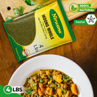 Nirwana Whole Moong Beans (Moong Whole) – 4 lbs Bag | Premium Green Mung Beans for Soups & Curries