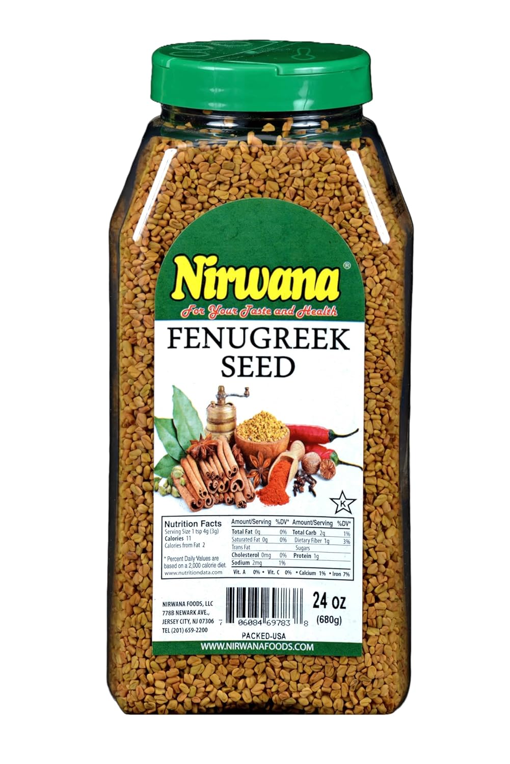 Fenugreek Seeds | Perfect for Cooking, Spice Blends, Herbal Tea, & Wellness Jar by Nirwana - 24 oz - All natural free from any preservatives or chemicals