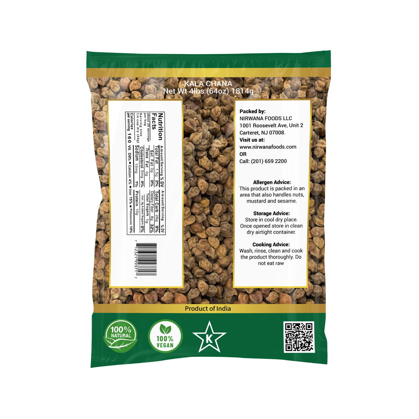 Nirwana Split Chickpeas (Chana Dal) – 4 lbs Bag | Premium Split Lentils for Curries & Soups