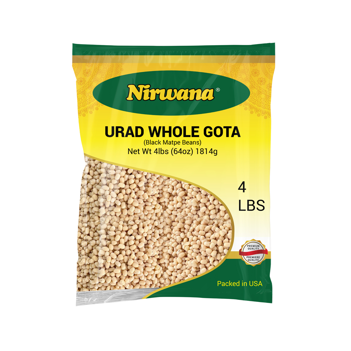 Nirwana Black Matpe Beans (Urad Whole Gota) – 4 lbs Bag | Premium Whole Urad Beans for Curries & Dals