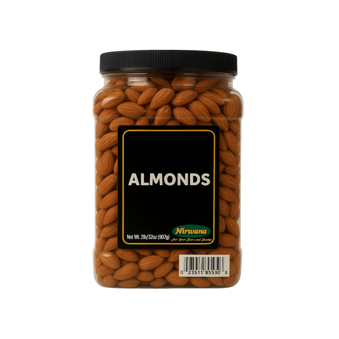 Nirwana Almonds 23/25 – No Salt (Jar)
