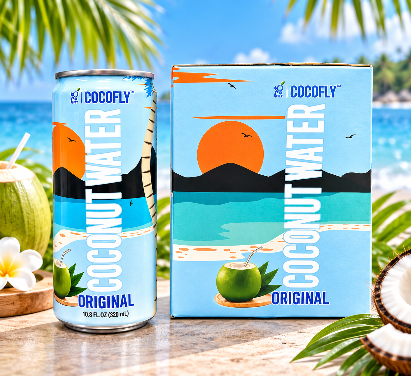 CocoFly Coconut Water | Naturally Refreshing Tropical Hydration | 100% Juice | No Added Sugar | 10.8 fl oz (320mL) Pack of 4
