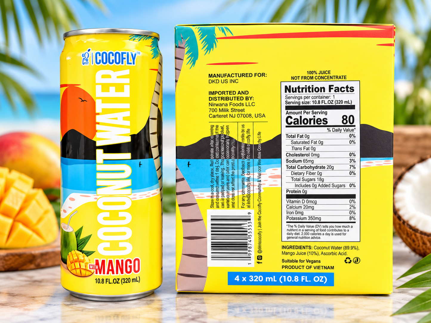 CocoFly Coconut Water | Naturally Refreshing Tropical Hydration | 100% Juice | No Added Sugar | 10.8 fl oz (320mL) Pack of 4