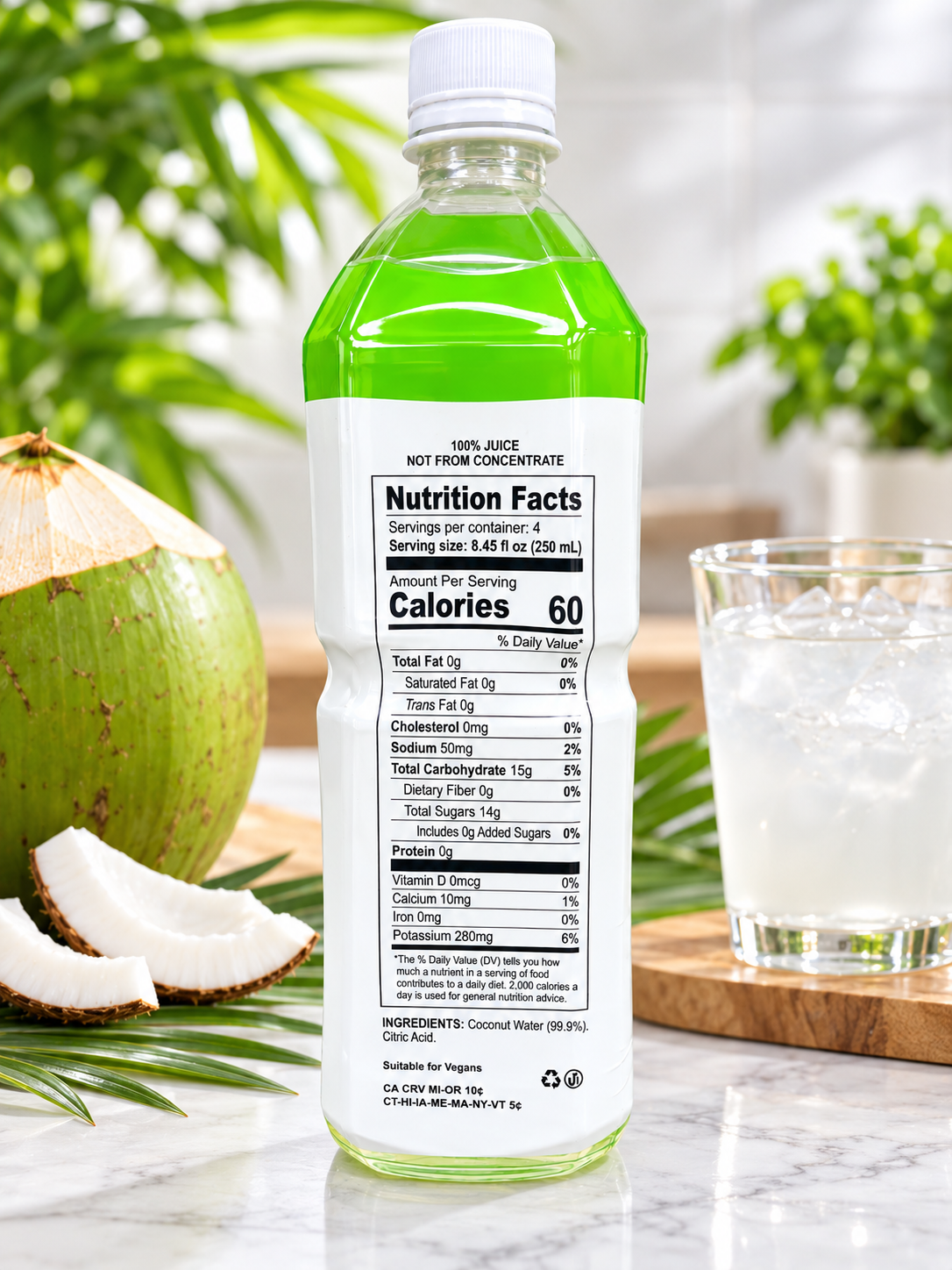 CocoFly Refreshing Coconut Water | 100% Coconut Water | Not From Concentrate | No Added Sugar | Naturally Hydrating | 33.8 fl oz (1L)