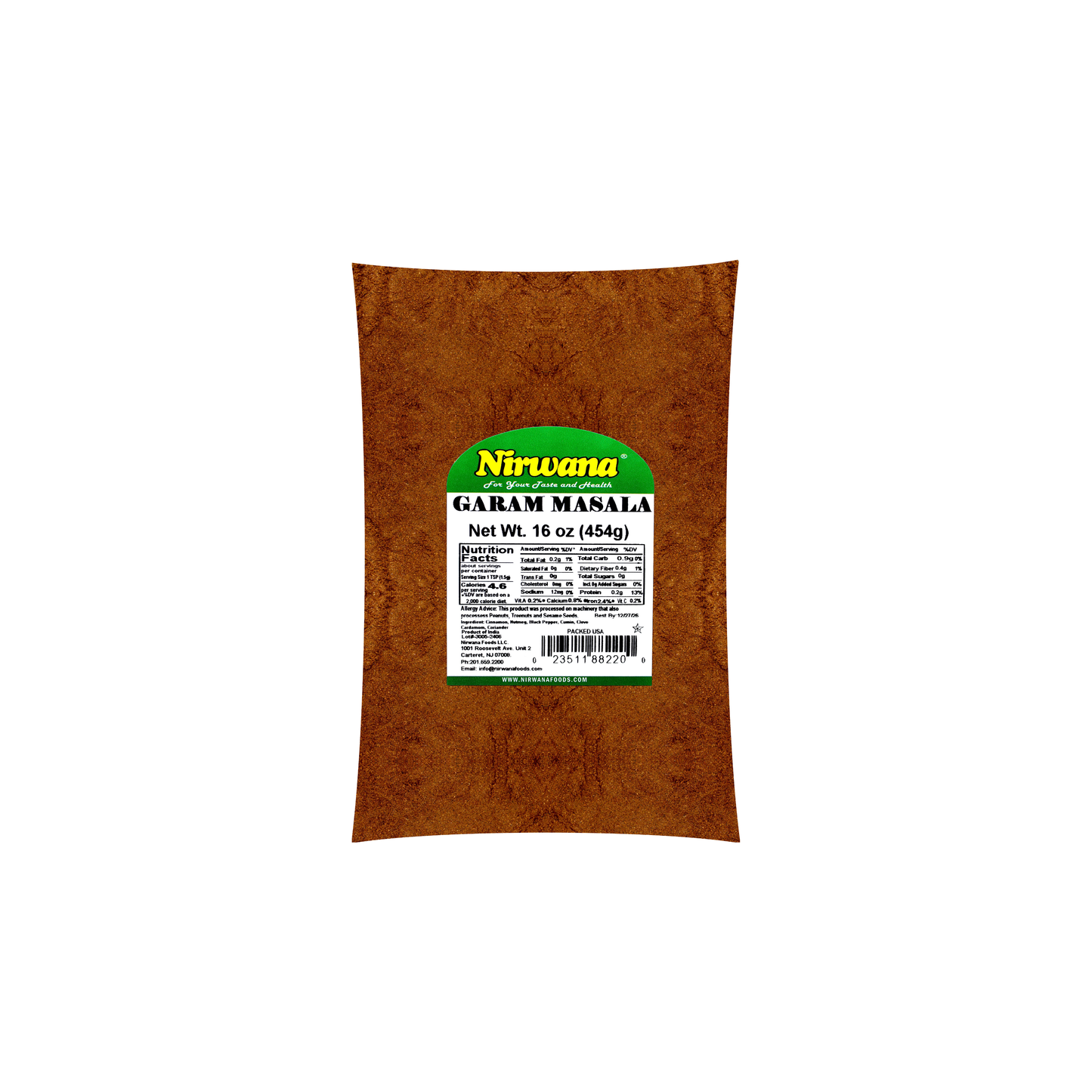 Nirwana Garam Masala – 16 oz (1 lb / 454 g) Resealable Pouch | Fresh Authentic Indian Spice Blend