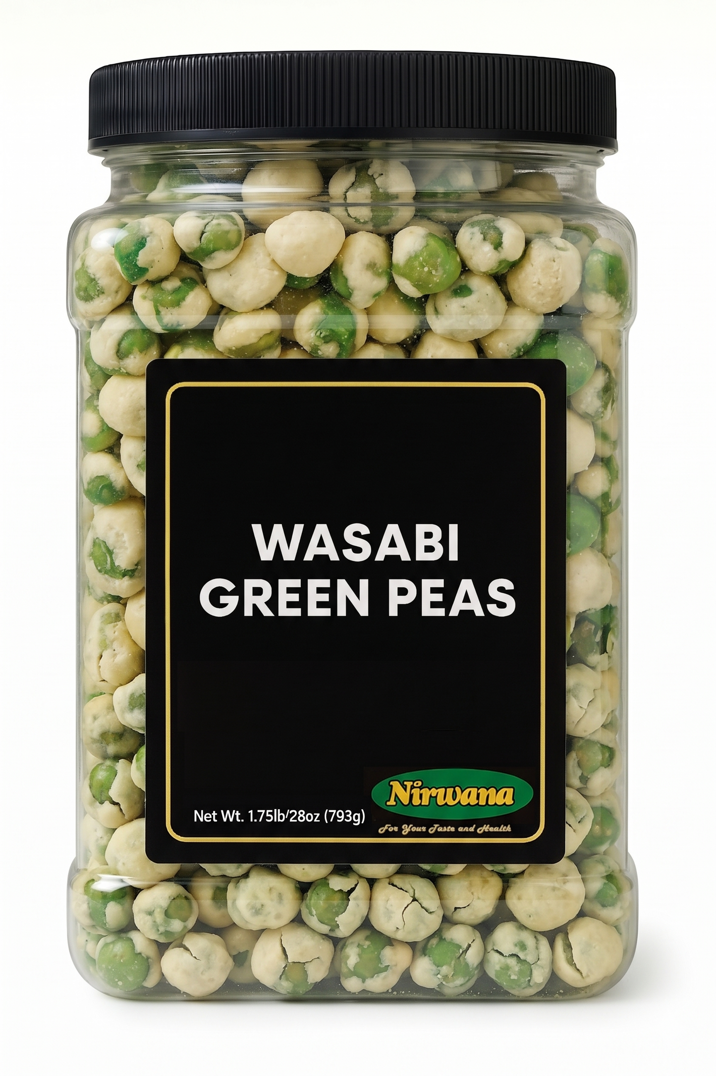 Nirwana Wasabi Green Peas – Crunchy & Spicy Snack (Large Jar)