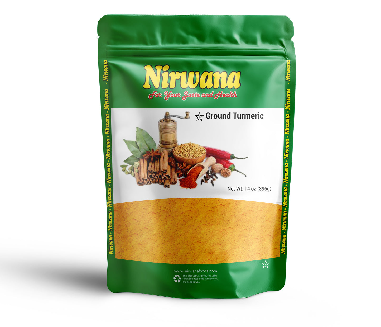 Nirwana Ground Turmeric – 14 oz Small Bag | Premium Ground Spice for Cooking & Seasoning