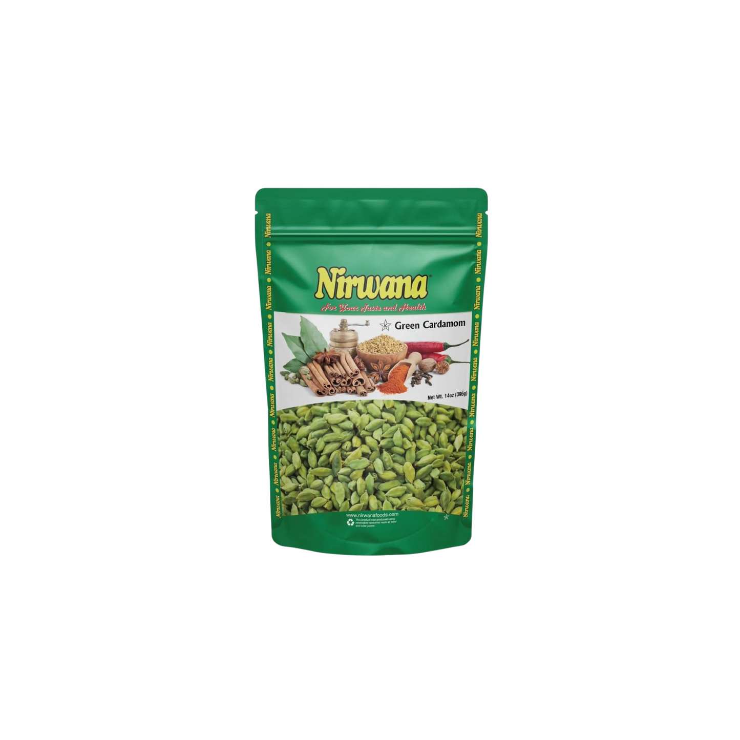 Nirwana Premium Green Cardamom Pods – 14oz Pouch (396g)