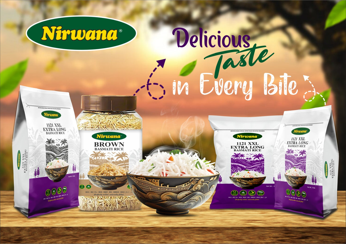 Nirwana – Naturally Aged Authentic Long Grain White Basmati Rice – 2 lbs Pouch