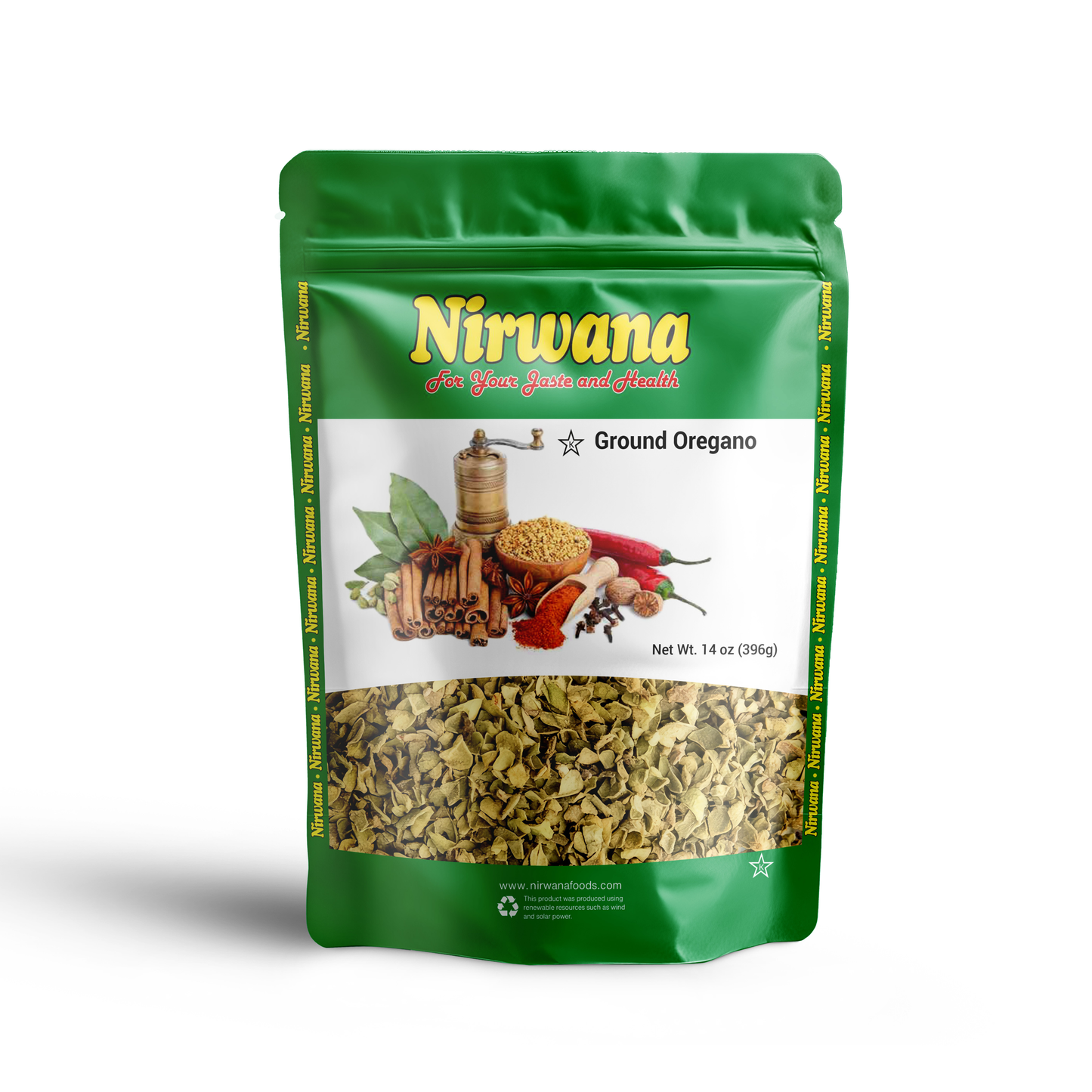 Nirwana Ground Oregano 14 oz – Premium Earthy & Aromatic Herb, Perfect for Italian Dishes, Pizza, Pasta & Spice Blends, Resealable Stand-Up Pouch