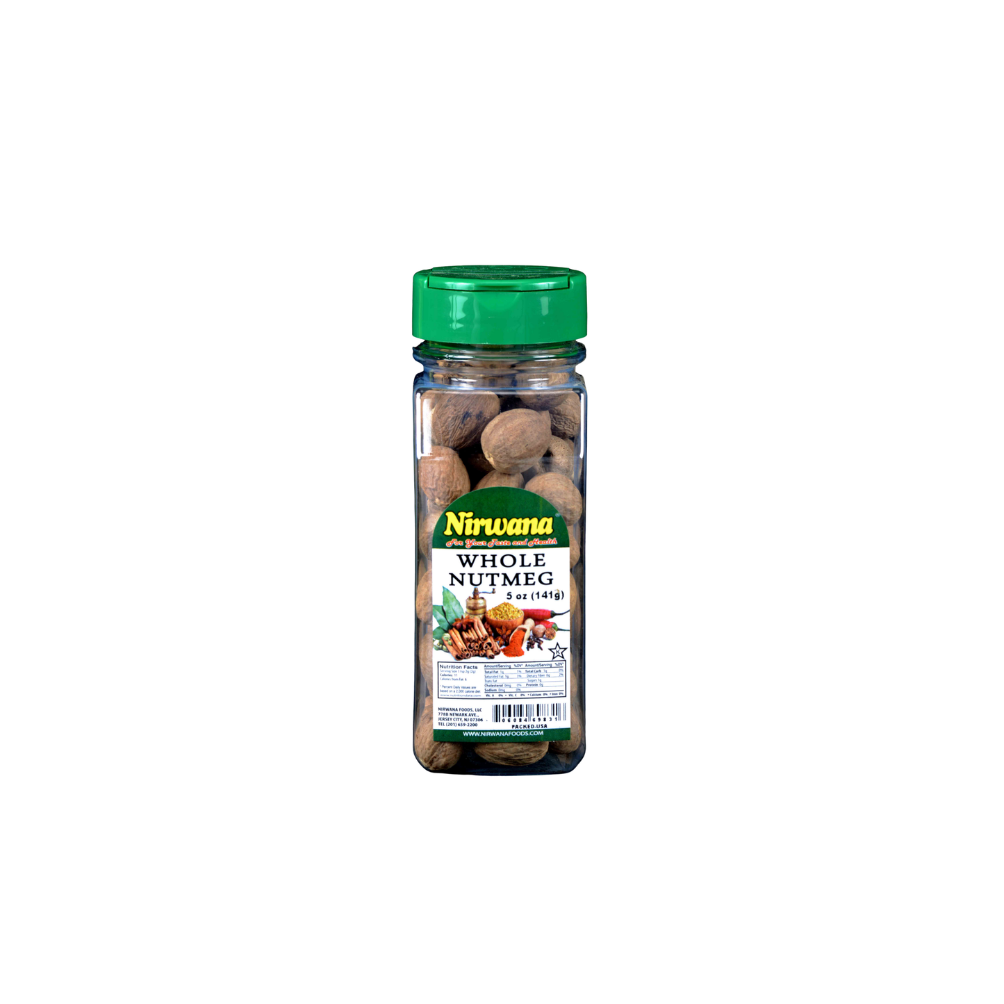 Nirwana Whole Nutmeg – 5oz Small Jar | Premium Whole Nutmeg for Cooking & Baking