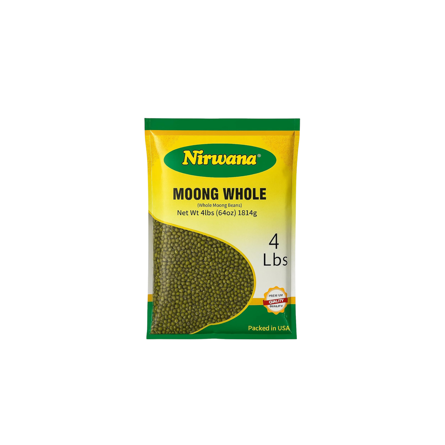 Nirwana Whole Moong Beans (Moong Whole) – 4 lbs Bag | Premium Green Mung Beans for Soups & Curries