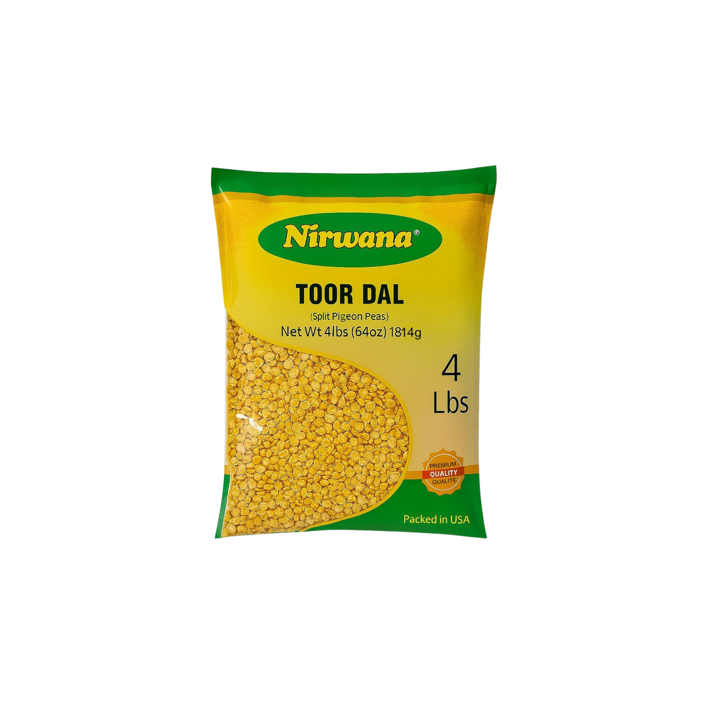 Nirwana Split Pigeon Peas (Toor Dal) – 4 lbs Bag | Premium Yellow Lentils for Curries & Soups
