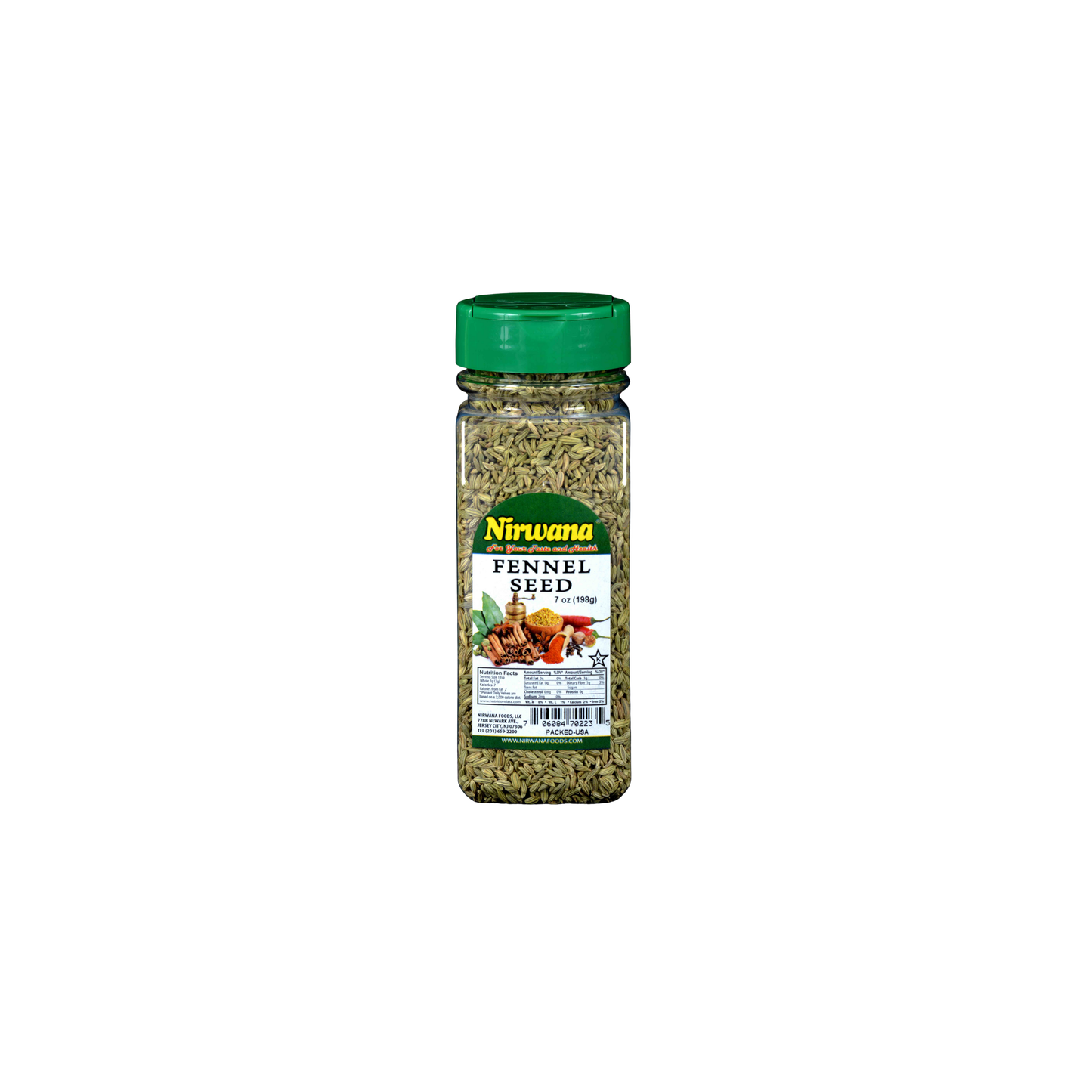 Nirwana Fennel Seeds – 7oz Small Jar | Premium Whole Fennel for Cooking & Spice Blends