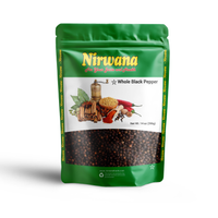 Nirwana Black Pepper Whole 14 oz – Premium Whole Peppercorns, Bold & Pungent Flavor for Grinding, Cooking, Sauces & Spice Blends, Resealable Stand-Up Pouch